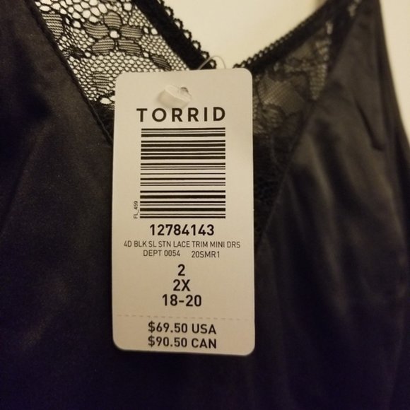 NWT Torrid - Black Satin and Lace Skater Dress 2XL - Picture 5 of 5